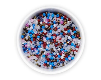 Mixed seed beads 20g Blue white red Czech rocailles size 11/0 MIX-86 mix