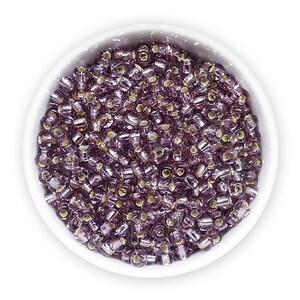 3 mm Lilac Glass seed beads size 8/0 (20g) Purple Silver Lined Preciosa Czech Rocailles NR 816