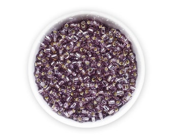 3 mm Glass seed beads size 8/0 (20g) Purple Silver Lined Preciosa Czech Rocailles NR 816