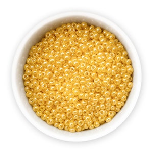 Glass seed beads 8/0 20g 3mm Yellow Orange opaque Czech rocailles luster 331-19001-88130