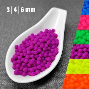 Luminous Czech Druk Beads, Neon UV Beads 3mm 4mm 6mm, Purple Round Glass Beads, Bright Jewelry Making Supplies