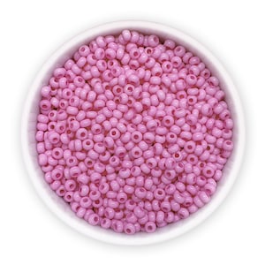 Baby pink seed beads 10/0 20g Czech rocailles opaque coated Nr 801