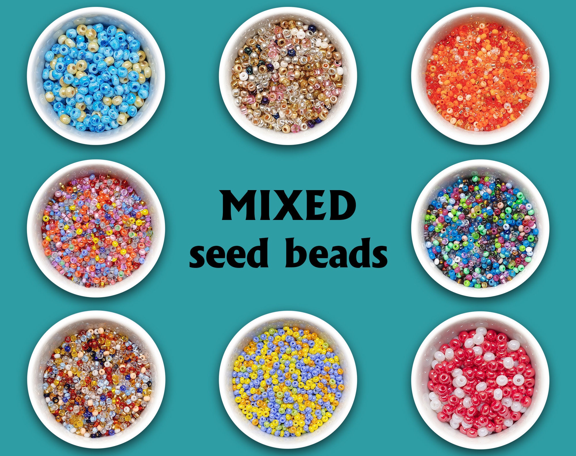 445G Multicolor Glass Seed Bead Mix, Soup, Bead Confetti, 2mm-4mm