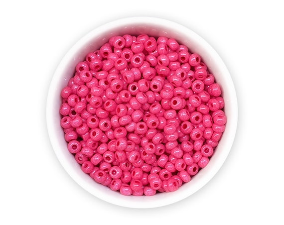 3mm size 8/0 Seed beads 20g Opaque bright pink coated Czech rocailles NR  331-19001-16A77