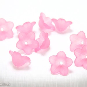 Perline di fiori acrilici rosa 12 mm (16) Campanelle Lucite Satinato Opaco Rosa Caramella Primavera