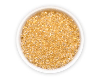 Czech Seed Beads size 7/0 20g Pale Sunglow Yellow Lined Preciosa Rocailles NR 163