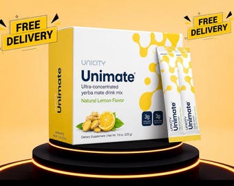 Unicity Unimate Mistura para Bebida de Erva-Mate, Energia Natural e Suporte ao Bem-Estar, Sachês Sabor Limão