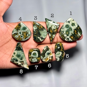 Cabujones de jaspe oceánico orbicular natural, gema pulida para la fabricación de joyas.