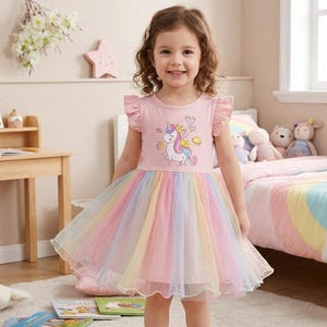 unicorn birthday dress 4t Toddler pink unicorn dress for girls