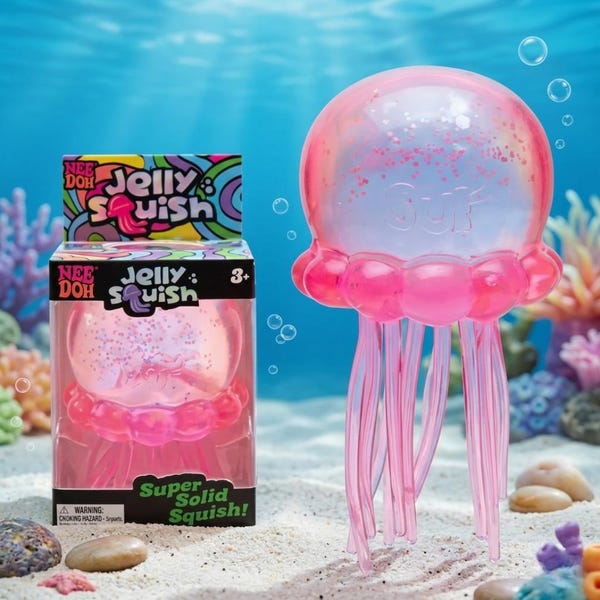 Jellyfish Squishy Toy, Ocean Animal Sensory Fidget, Soft Stress Relief Squeeze Toy for Kids and Adults