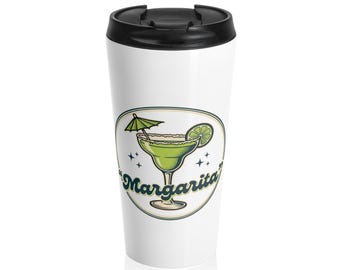 Mug de voyage pour cocktail Margarita | Gobelet isotherme en acier inoxydable, motif citron vert