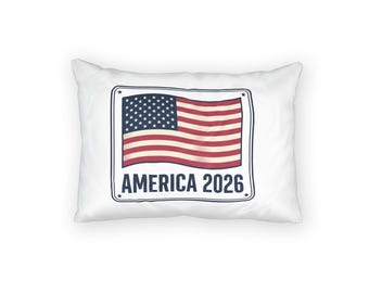America 2026 Flag Pillow Sham | USA Flag Cotton Pillow Sham