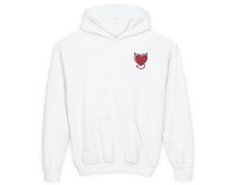 Kapuzenpullover mit Teufelsherz-Motiv | Kapuzenpullover für Kinder und Jugendliche