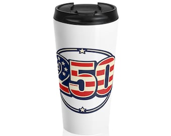 Kubek podróżny ze stali nierdzewnej z logo Patriotic 250 | Cyfry z flagi amerykańskiej