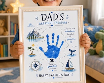Manualidad con huellas de manos para papá, Manualidad con huellas de manos para el mejor papá del mundo, Recuerdo artístico pintado a mano, Día del Padre (Descarga en PDF)