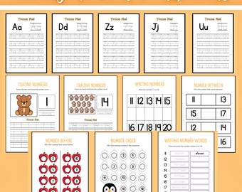 ABC & 123 Learning Activity Book for Kids | printable Preschool-Kindergarten Tracing Pages | Preschool Worksheets Tracing Counting Printable