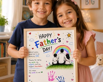 Manualidad con huellas de manos para el Día del Padre, ideal para bebés, niños pequeños y niños mayores. Manualidad con huellas de manos para el Día del Padre. (Descarga en PDF)