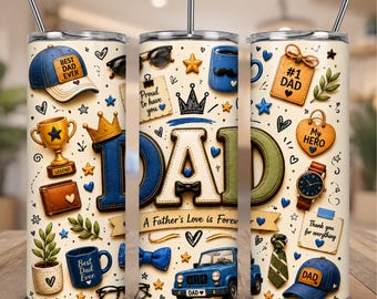 Envoltura para vaso "El mejor papá del mundo" PNG para hombres, envoltura para vaso de 20 oz para el Día del Padre, envoltura para vaso "El mejor papá del mundo" PNG, envolturas para vasos del Día del Padre rectas y cónicas