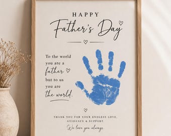 Huella de mano imprimible para el Día del Padre, Letrero con huella de mano para el Día del Padre 2026, Celebra a papá con huellas de manos, Descarga digital en PDF, Regalo para papá