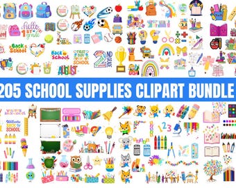 School Supplies Clipart Set: SVG, PNG Digital Files for Back to School, Classroom Supplies  (Digital Download)
