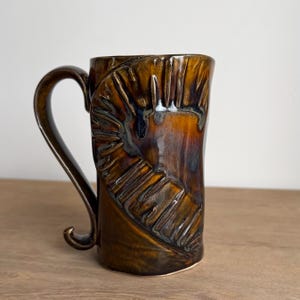 Vintage Hilborn Pottery Mug, Retired Sunburst Design, Signed Canadian Studio Art Ceramic Coffee Cup