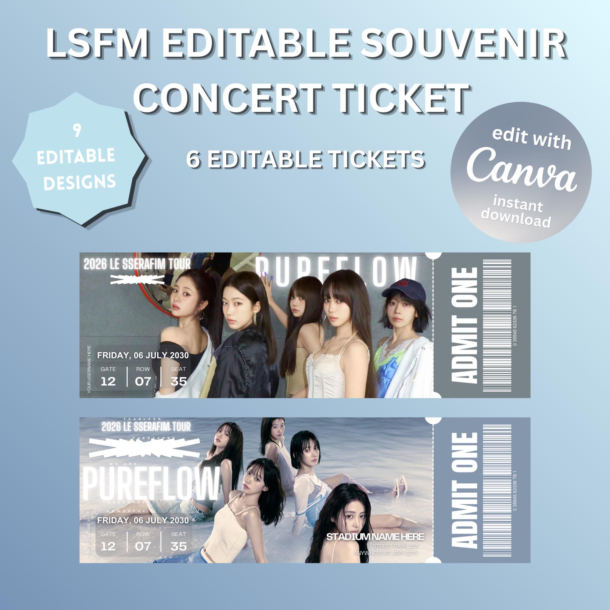 KPOP Le Sserafim Pureflow Tour Souvenir Concert Tickets ~ Digital