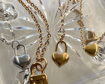Gold Heart Lock necklace, Gold heart necklace, minimalist gold, heart necklace, charm necklace, Pendant necklace, Jewellery