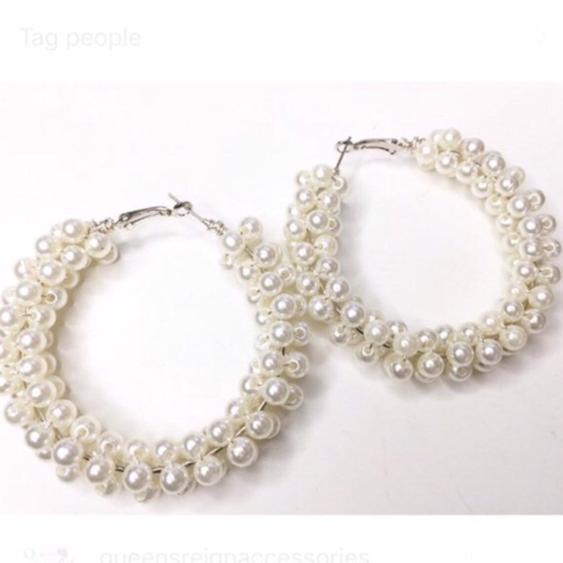 Earrings - Silver Pearl Flower Hoop