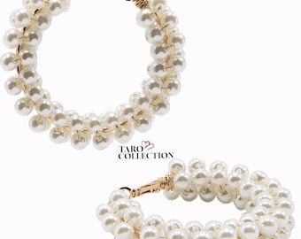 Pearl Gold Hoops, Hoop Earrings, Gold Hoops, Gold Hoops Pearl Earring, Hoops, Pearl Hoops, jewellery