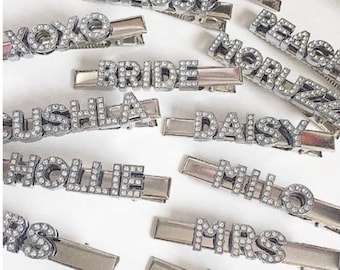 Custom Hair Clips, personalised word hair clip, Fashion custom Hair Clips, sparkly hair clips hair accessories, custom gift for her