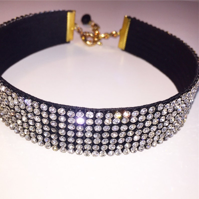 Black Clear Crystal Choker Choker Jewelry Crystal Jewelry Etsy