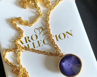 Purple Crystal Pendant Necklace, Necklace, Purple Crystal Gold Bridal Necklace, Lavender Gem Bridal Necklace