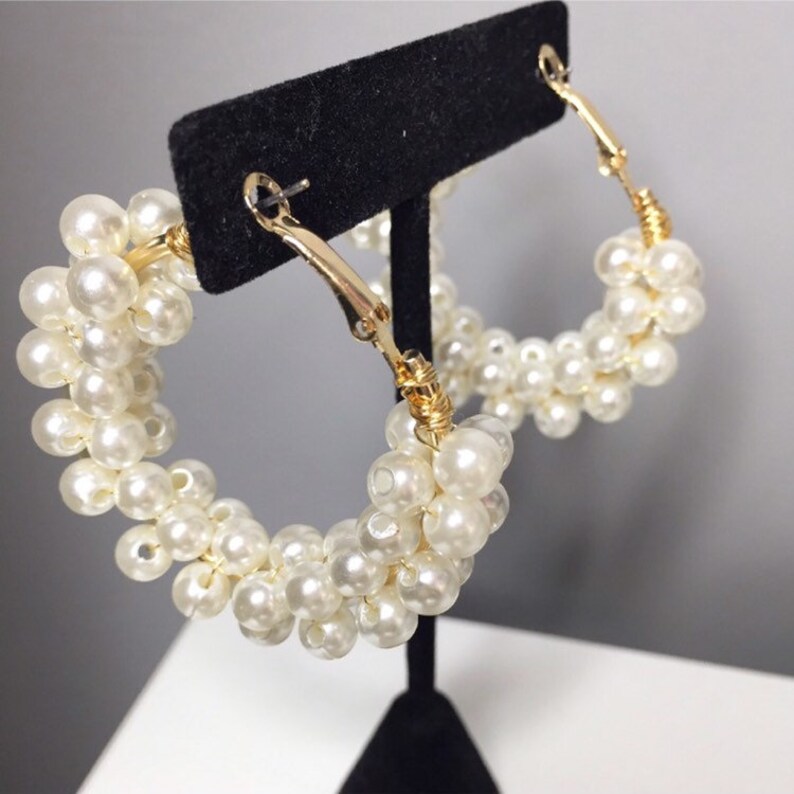 Small Pearl Gold Hoops Pearls Jewellery Hoop Earrings Gold Etsy