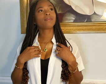 Gold open choker leave butterfly