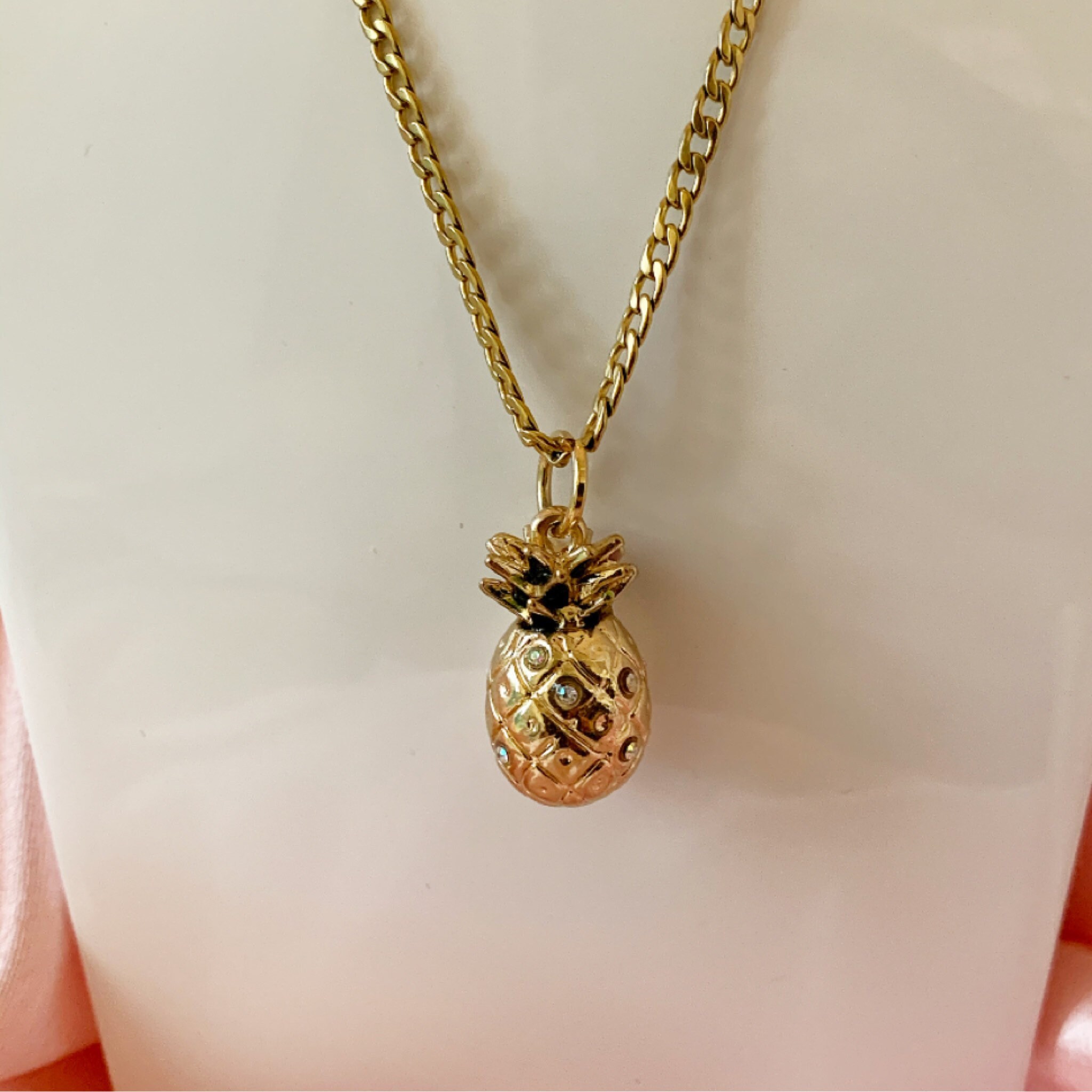 Gold Pineapple Necklace Gold Pineapple Charm Necklace Fruit