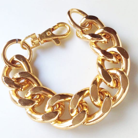 Chunky Box Chain Bracelet 14K Solid Yellow Gold