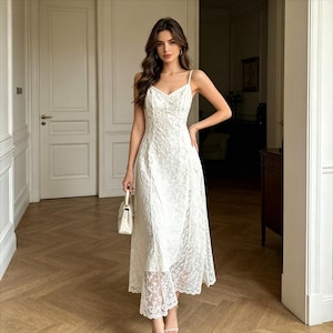 White Lace Maxi Dress - Etsy