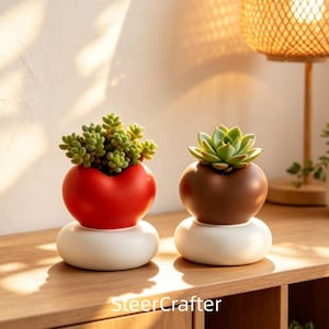ハート型のクリエイティブな多肉植物プランター、二段式植木鉢、卓上・バルコニー用フラワーポットオーナメント、心のこもった贈り物