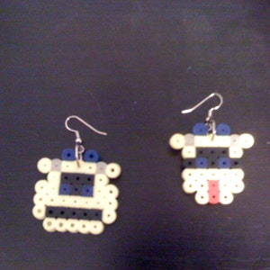 Perler NES Dr Mario Yellow Virus Earrings image 1