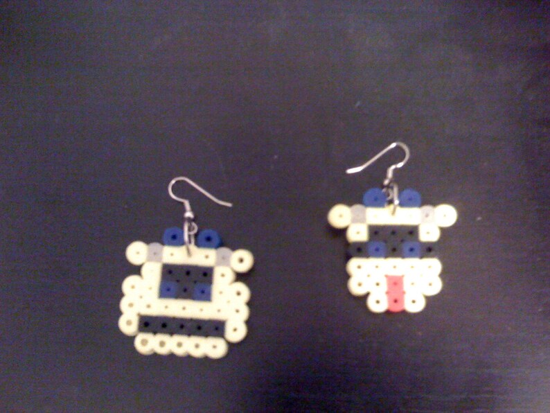 Perler NES Dr Mario Yellow Virus Earrings image 1