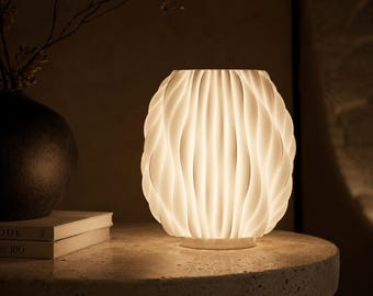 Moderne sculpturale tafellamp | Sfeerverlichting nachtkastje | Japans decor | Minimalistische lamp | Designverlichting