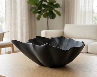 Ciotola decorativa ondulata, ciotola centrotavola organica, fruttiera scultorea, complemento d'arredo moderno, accessorio per tavolino da caffè, piatto portaoggetti minimalista