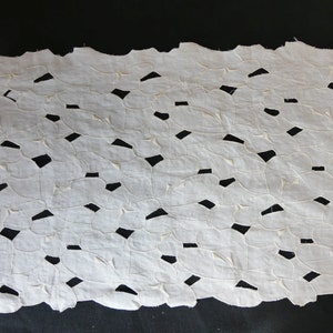 ivory white eyelet embroidered border cotton fabric - 2 yds. x 13&quot;