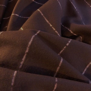 Mahogany brown and white striped wool blend flannel - 58 &quot; wide x 2  1/2 yds.