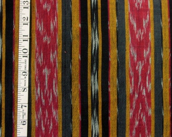 Guatemalan cotton ikat fabric - Yellow ochre, grey, black, and red -  42 " wide x 3 1/2 yds.