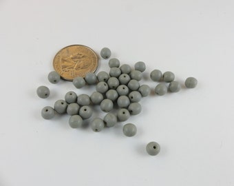 Vintage grey round bead - 2 oz or about 200 pcs. 6 mm.