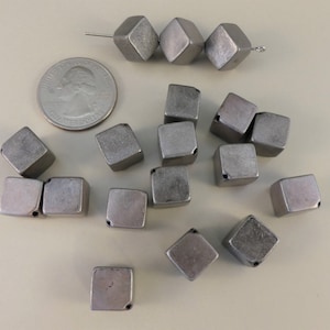 Vintage  antique silver metalized plastic diagonal cube beads - 10 mm. 40 pcs.