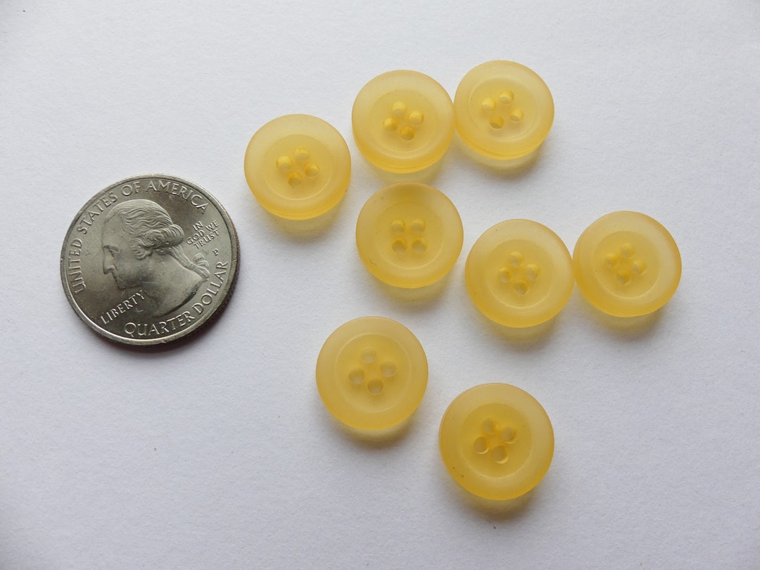 45 Round Golden Yellow Plastic 4-holed Buttons. 5/8