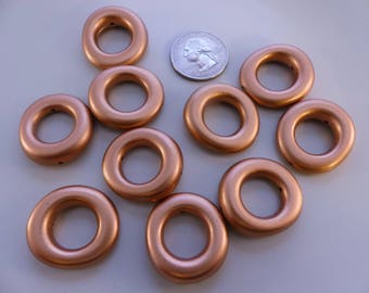 Copper metalized plastic 2-holed ring beads - 27 x 29 mm. 20 pcs.