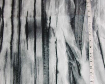 Bold black white and grey printed tie-dye cotton lycra denim - 55" wide x 2 1/2 yds.